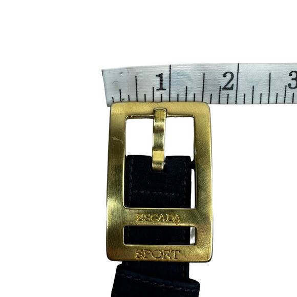 Vintage ESCADA Blue Suede Leather Belt Gold Tone Buckle German 40 Measures 36.5" - Picture 13 of 13
